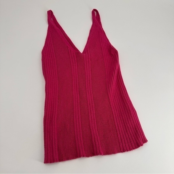 Anthropologie Pink V Neck Tank Top Size Large - Picture 2 of 6